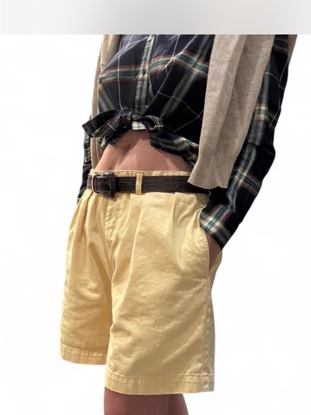 Polo Ralph Lauren vintage pleated chino shorts butter yellow